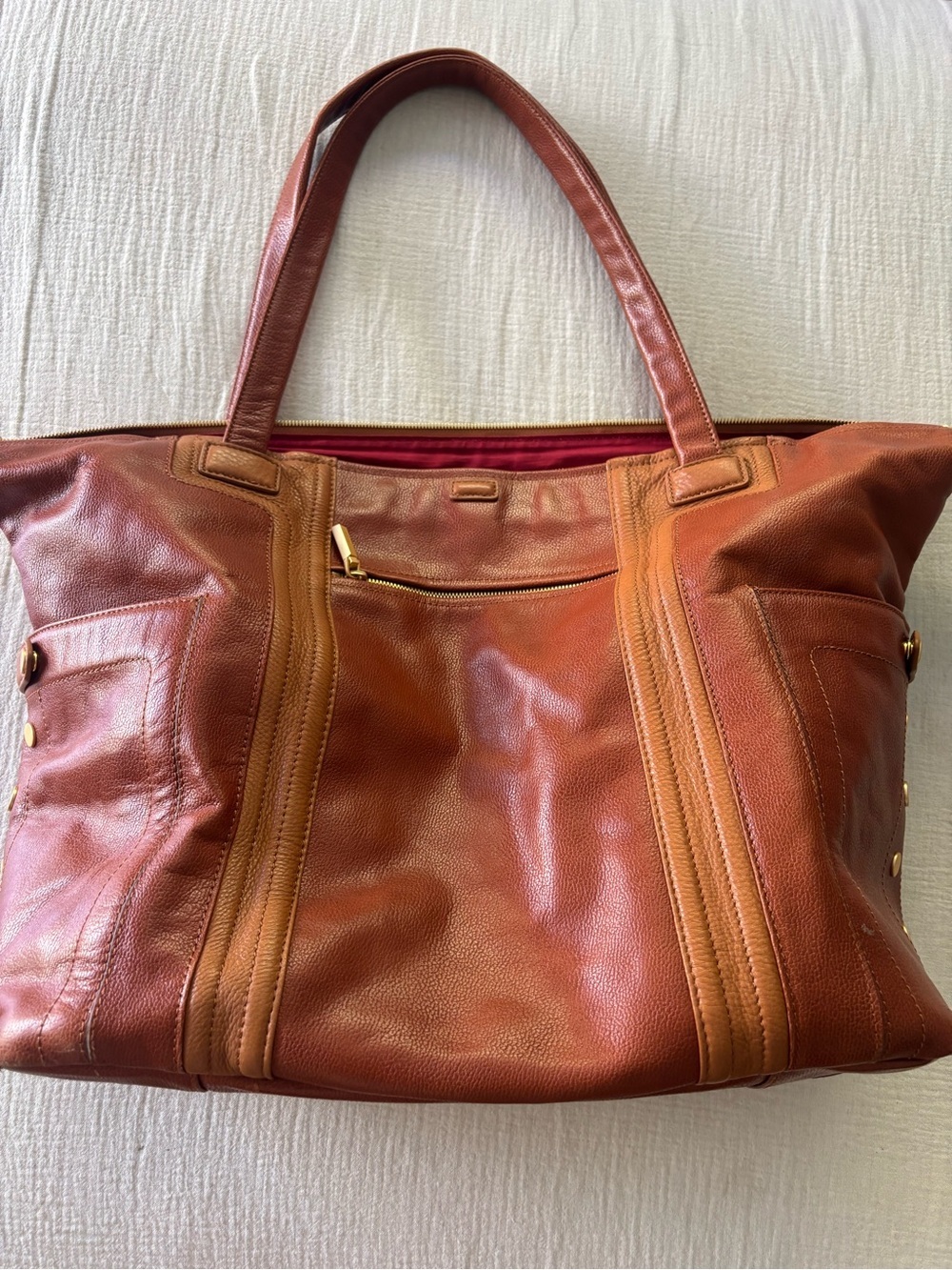 Hammit Ottis Weekender Tan genuine Leather Travel Bag - Picture 2 of 6